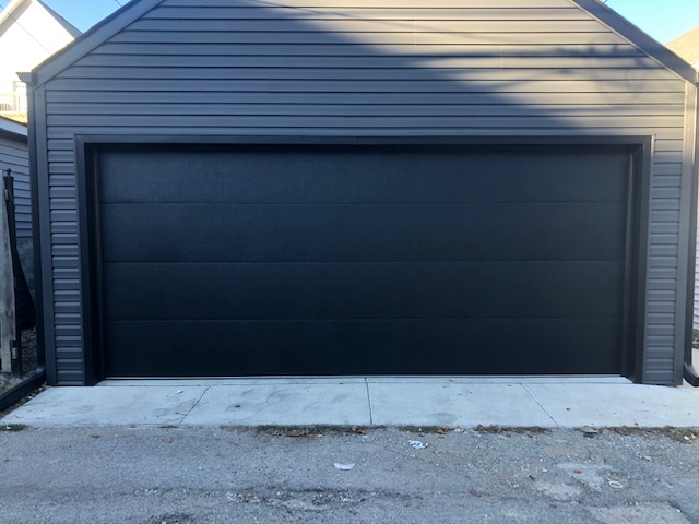 garage door chicago, black garage door, black insulated garage door, 16x7 black garage door